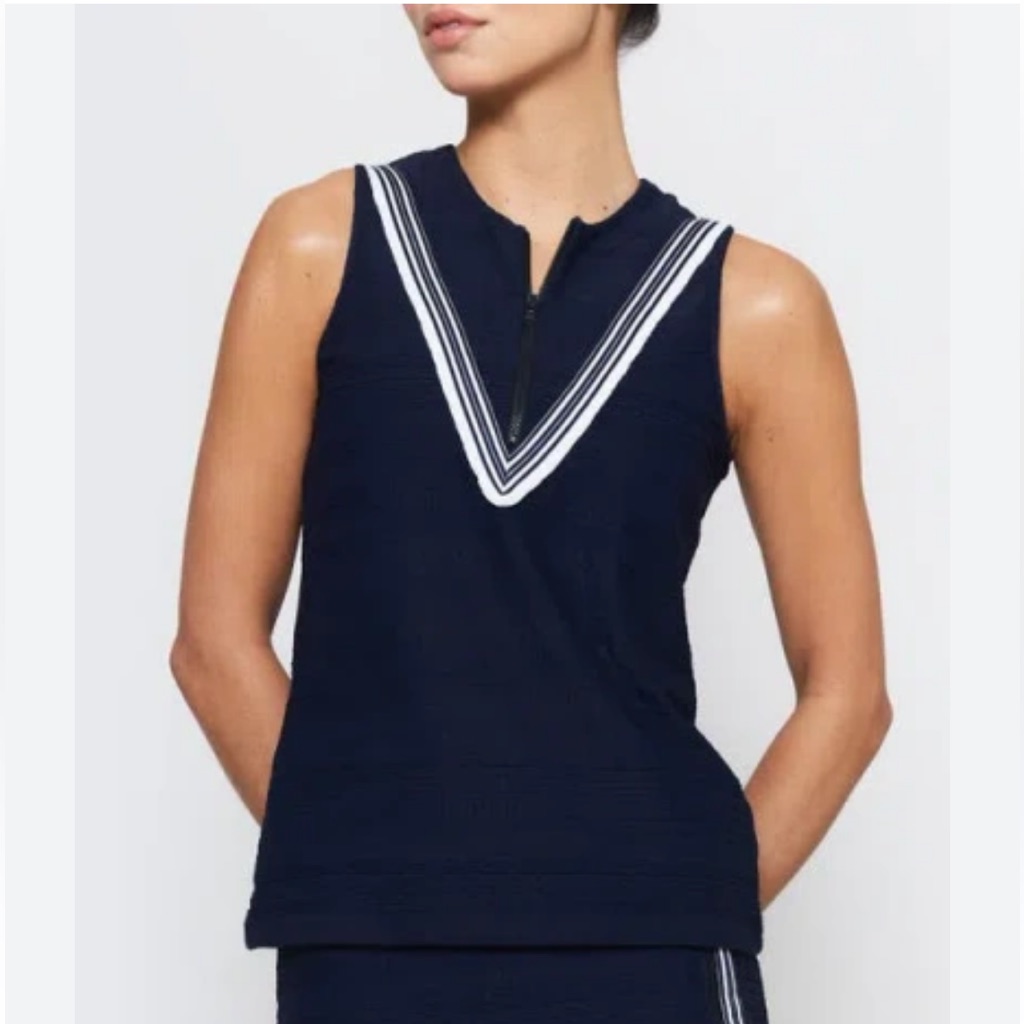 L’etoile Sport Zip Front Tank Top In Navy Blue Size S
